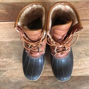 LL Bean tumbled leather duck boots